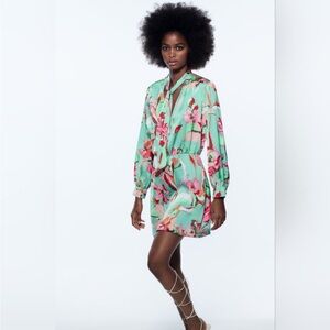 NWT ZARA seafoam long sleeve dress